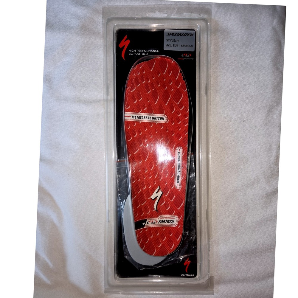 Specialized BG High Performance Footbed Mens 8-9 Red NEW Cycling Insoles Shims